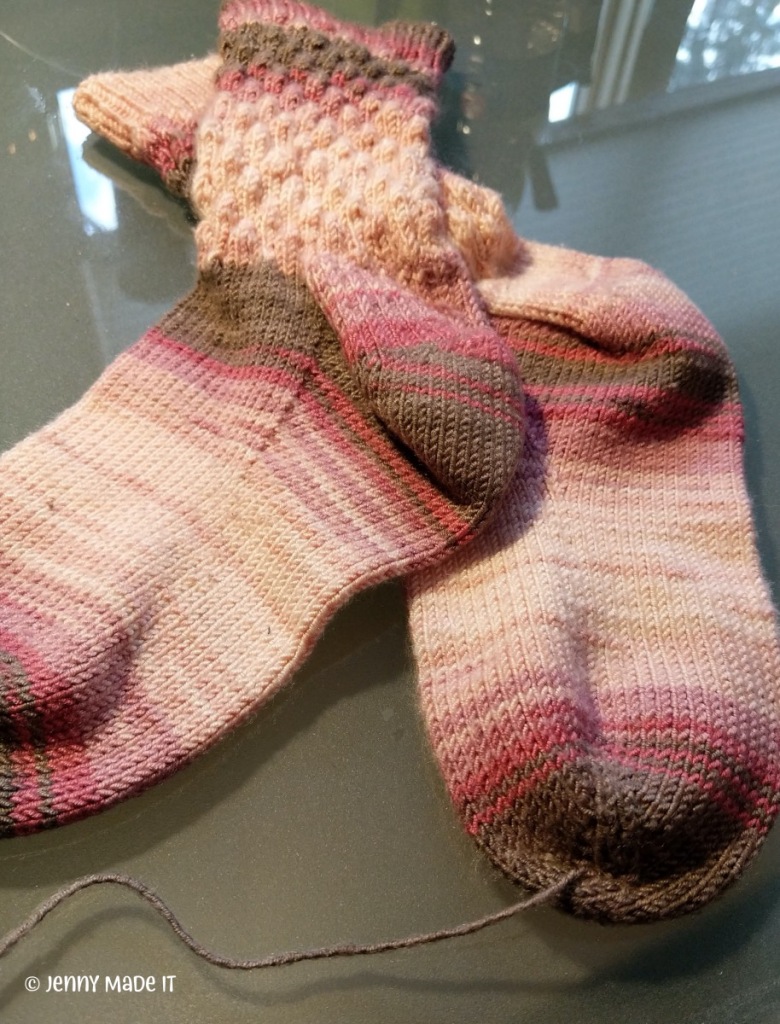 Photo of hand knit socks, pattern called Tuscany