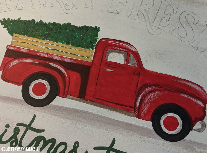 Photo of the red truck, all painted.