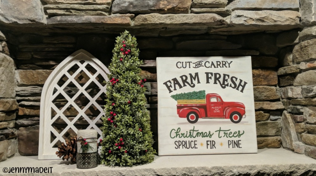 Photo of the finished Farm Fresh Christmas tree sign.