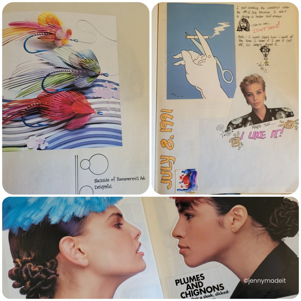 Collage of 3 images from a scrapbook I kept when I was just out of college.