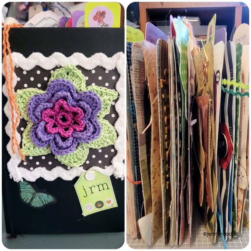 Collage of two photos of my own personal junk journal.