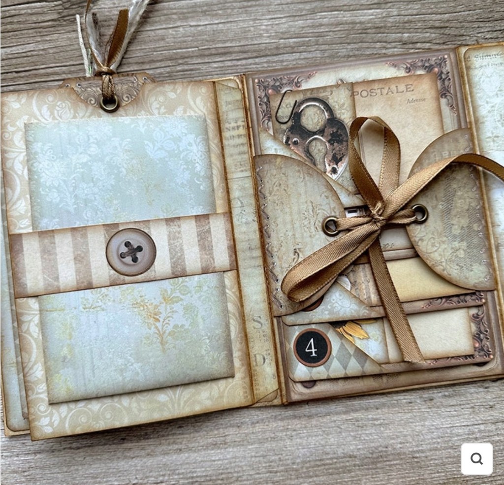 Example of a vintage junk journal. Kit to make this one is available at Stamprints